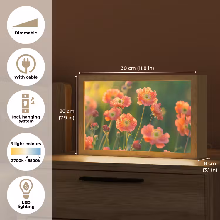 Bloemenveld - Zonnestralen - Oranje Light Box met kabel (Tafellamp) klein -USP_EN