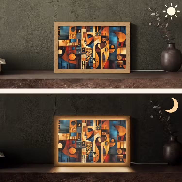 Figuren - Abstract - Symbolen Light Box met kabel (Tafellamp) klein -sfeer3