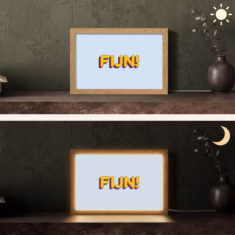Fijn - Geel - Oranje Light Box met kabel (Tafellamp) klein -sfeer3
