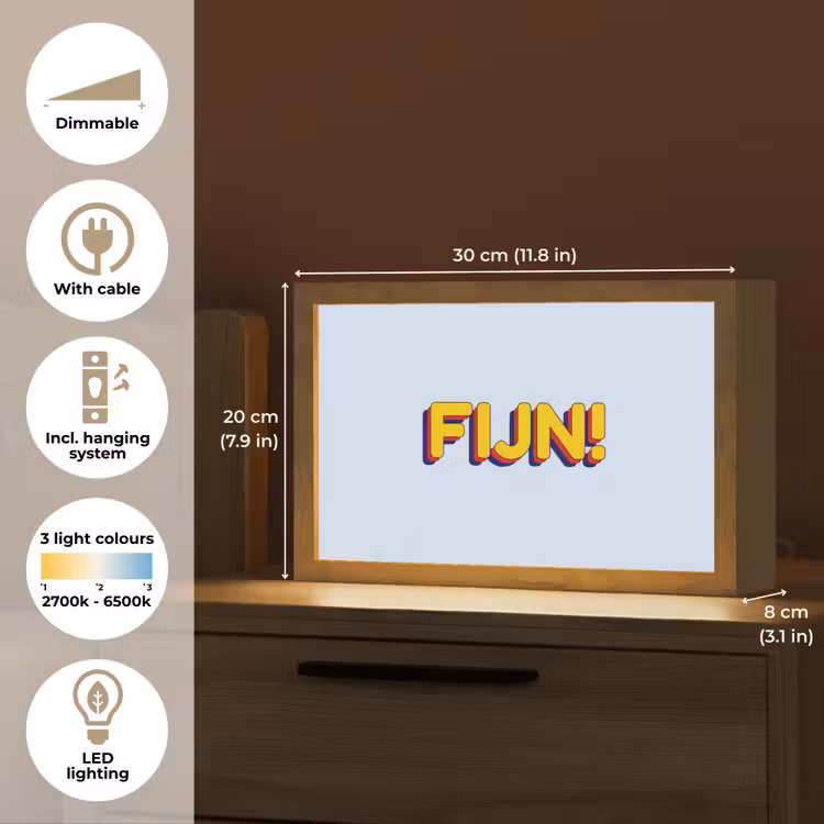 Fijn - Geel - Oranje Light Box met kabel (Tafellamp) klein -USP_EN