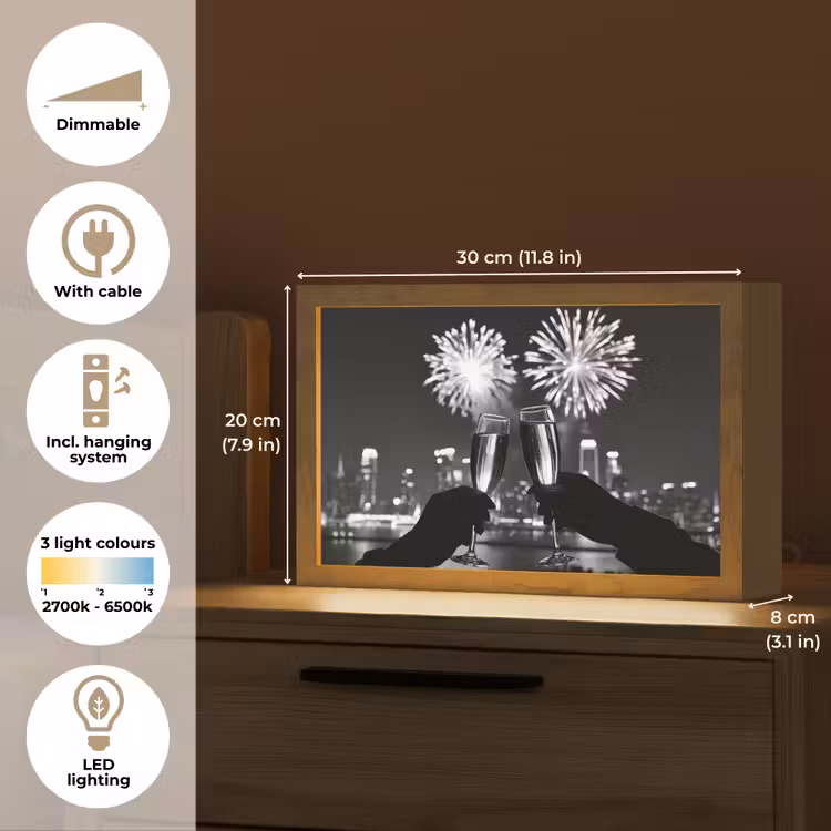 Vuurwerk - Proosten - Skyline - Champagne Light Box met kabel (Tafellamp) klein -USP_EN