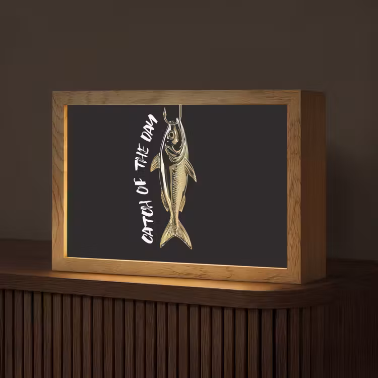 Vis - Zwart - Goud - Tekst Light Box met kabel (Tafellamp) klein -z3d_website