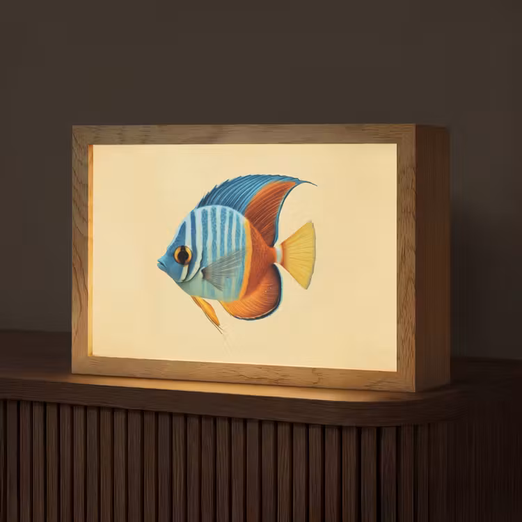 Vis - Vinnen - Blauw - Ogen Light Box met kabel (Tafellamp) klein -z3d_website
