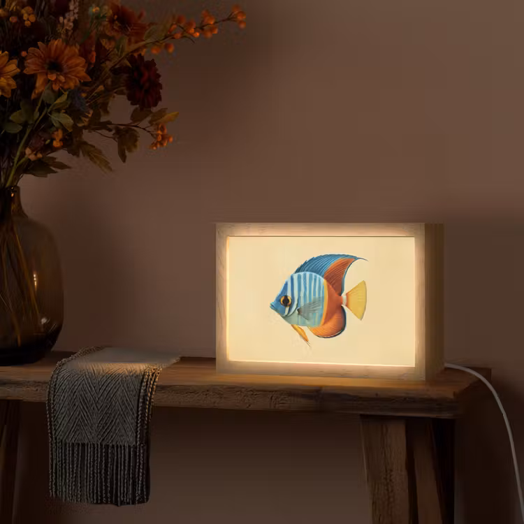 Vis - Vinnen - Blauw - Ogen Light Box met kabel (Tafellamp) klein -sfeer4