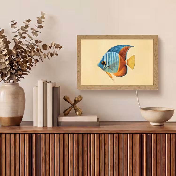 Vis - Vinnen - Blauw - Ogen Light Box met kabel (Tafellamp) klein -sfeer2