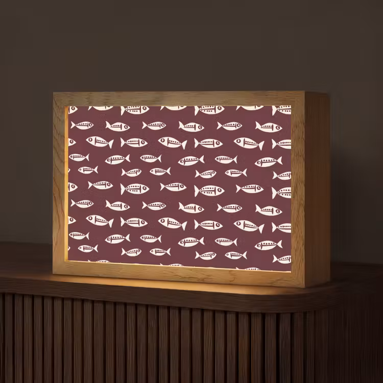 Vissen - Grafisch - Patroon - Donker Light Box met kabel (Tafellamp) klein 924 -z3d_website