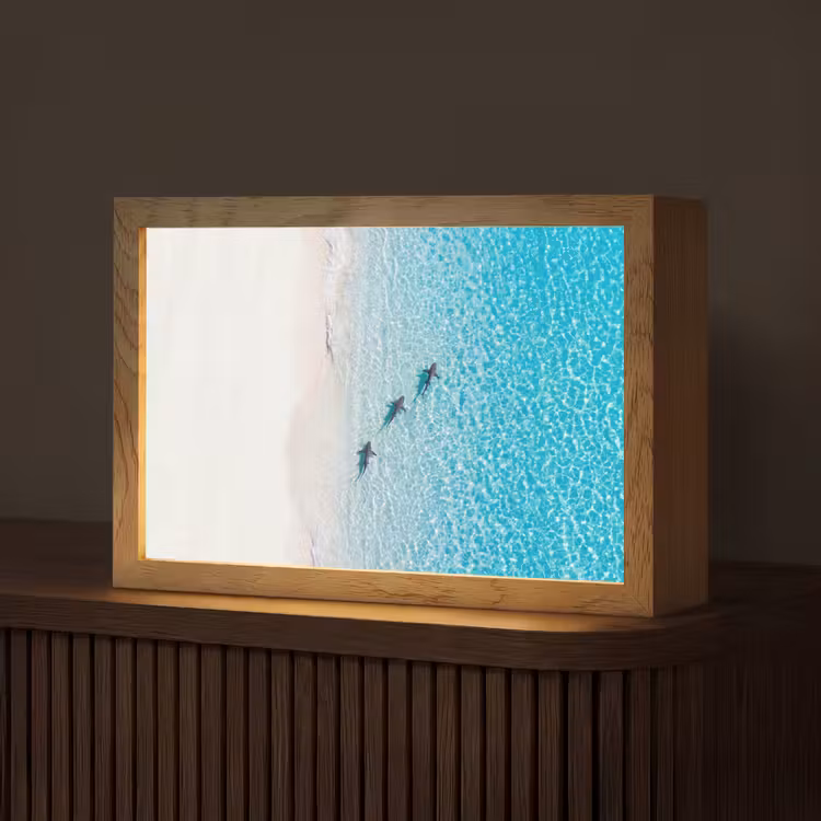 Vis - Oceaan - Strand - Turquoise - Natuur Light Box met kabel (Tafellamp) klein -z3d_website