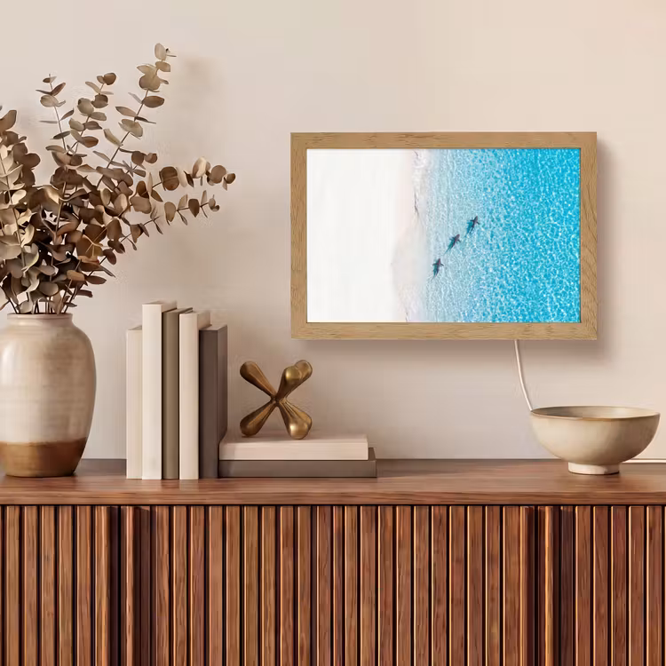 Vis - Oceaan - Strand - Turquoise - Natuur Light Box met kabel (Tafellamp) klein -sfeer2