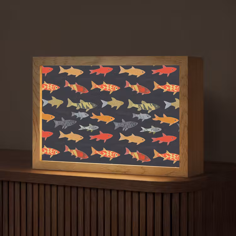 Vissen - Patroon - Kleurrijk Light Box met kabel (Tafellamp) klein 924 -z3d_website