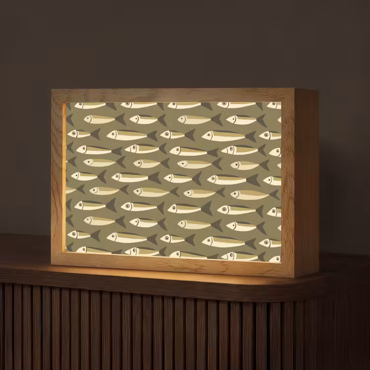 Vis - Patroon - Groen Light Box met kabel (Tafellamp) klein 924 -z3d_website