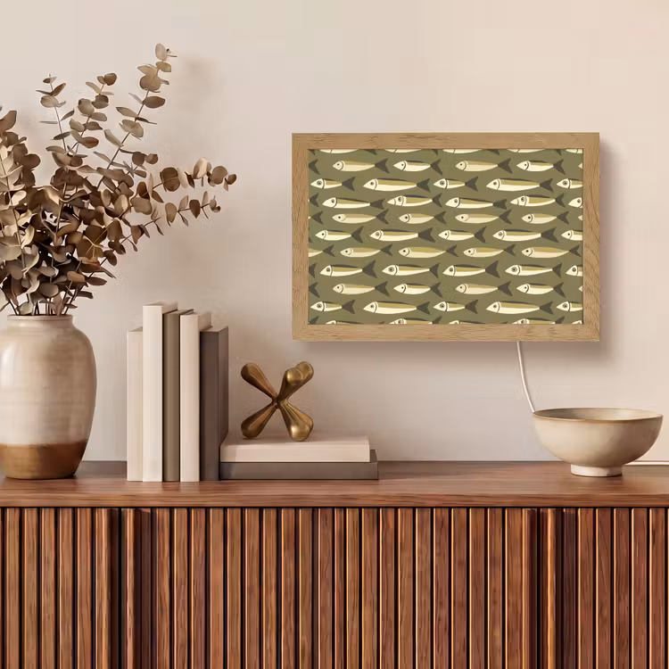 Vis - Patroon - Groen Light Box met kabel (Tafellamp) klein 924 -sfeer2