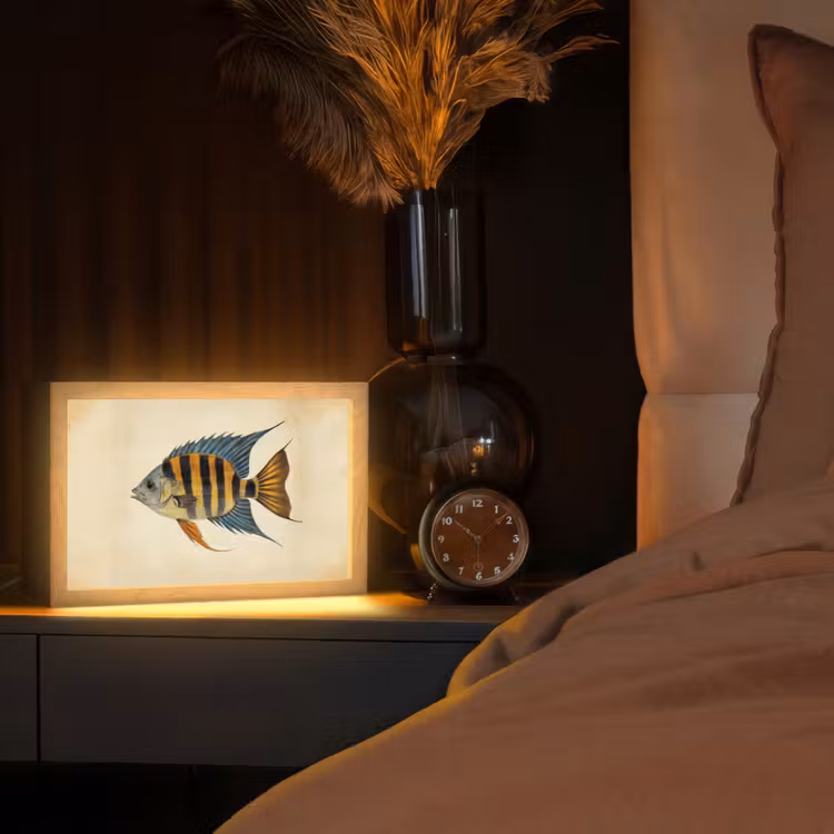 Vis - Tropisch - Strepen - Vinnen Light Box met kabel (Tafellamp) klein -sfeer1