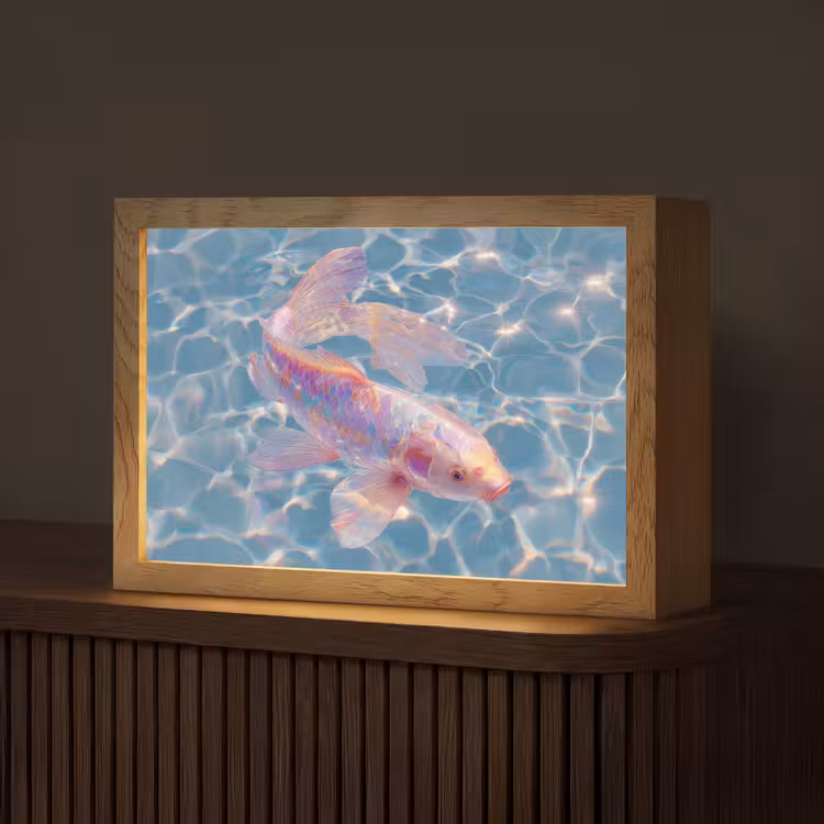 Vis - Water - Blauw - Licht Light Box met kabel (Tafellamp) klein -z3d_website