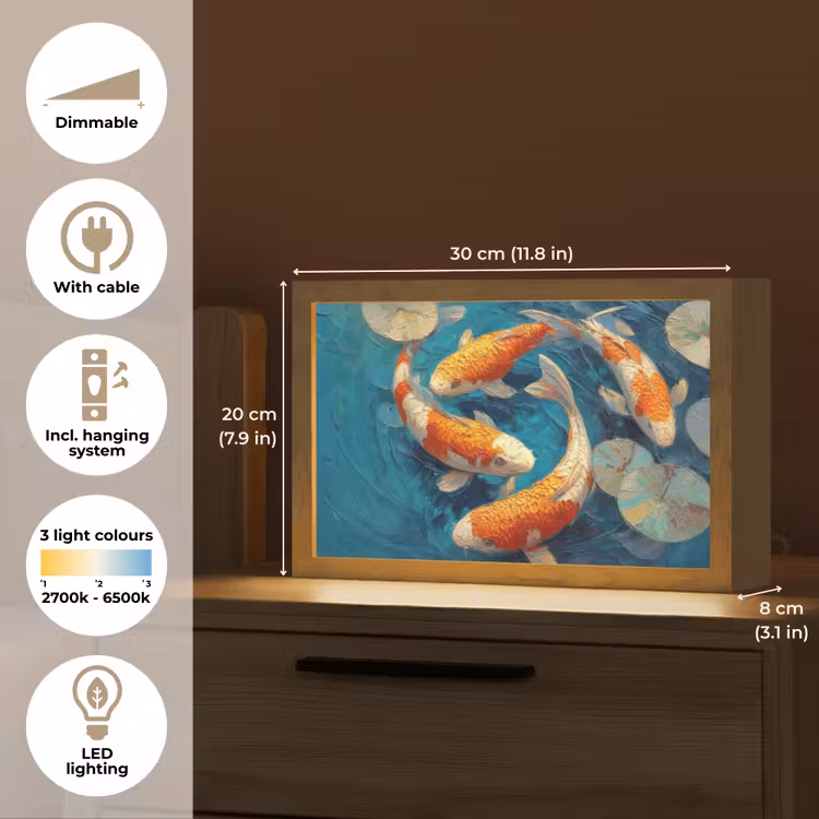 Vissen - Waterlelies - Oranje - Water Light Box met kabel (Tafellamp) klein -USP_EN