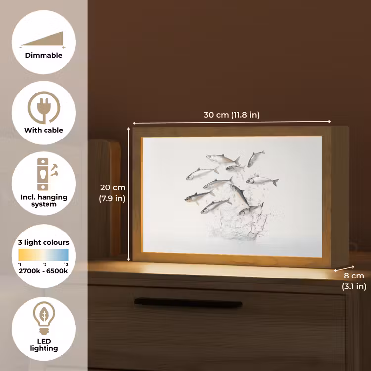 Vissen - Water - Wit Light Box met kabel (Tafellamp) klein -USP_EN
