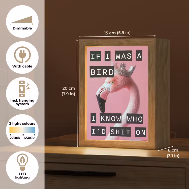 Flamingo - Roze - Vogel - Decoratie Light Box met kabel (Tafellamp) klein -USP_EN
