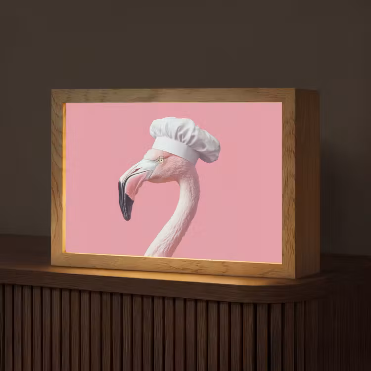Flamingo - Roze - Koksmuts - Vogel Light Box met kabel (Tafellamp) klein -z3d_website