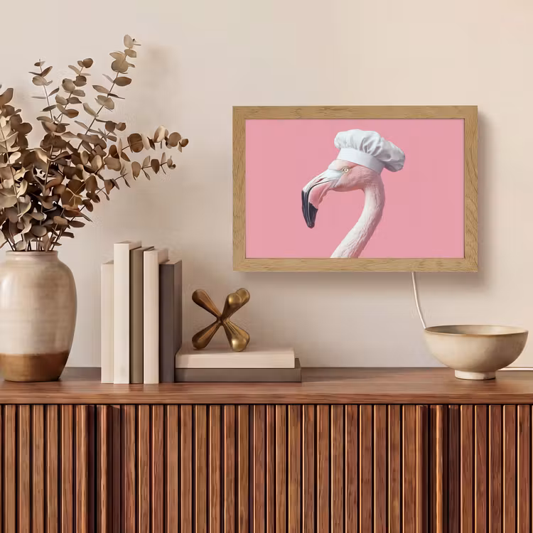 Flamingo - Roze - Koksmuts - Vogel Light Box met kabel (Tafellamp) klein -sfeer2