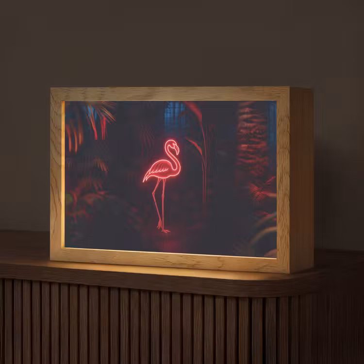 Flamingo - Roze - Neon - Licht Light Box met kabel (Tafellamp) klein -z3d_website
