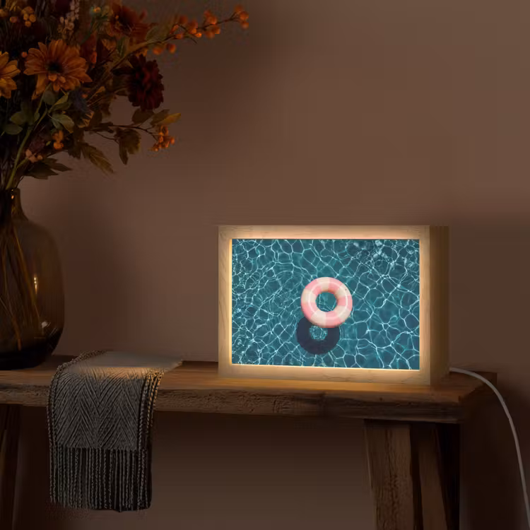 Drijvend - Zwemband - Water Light Box met kabel (Tafellamp) klein -sfeer4