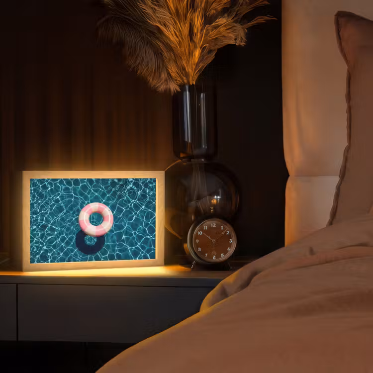 Drijvend - Zwemband - Water Light Box met kabel (Tafellamp) klein -sfeer1
