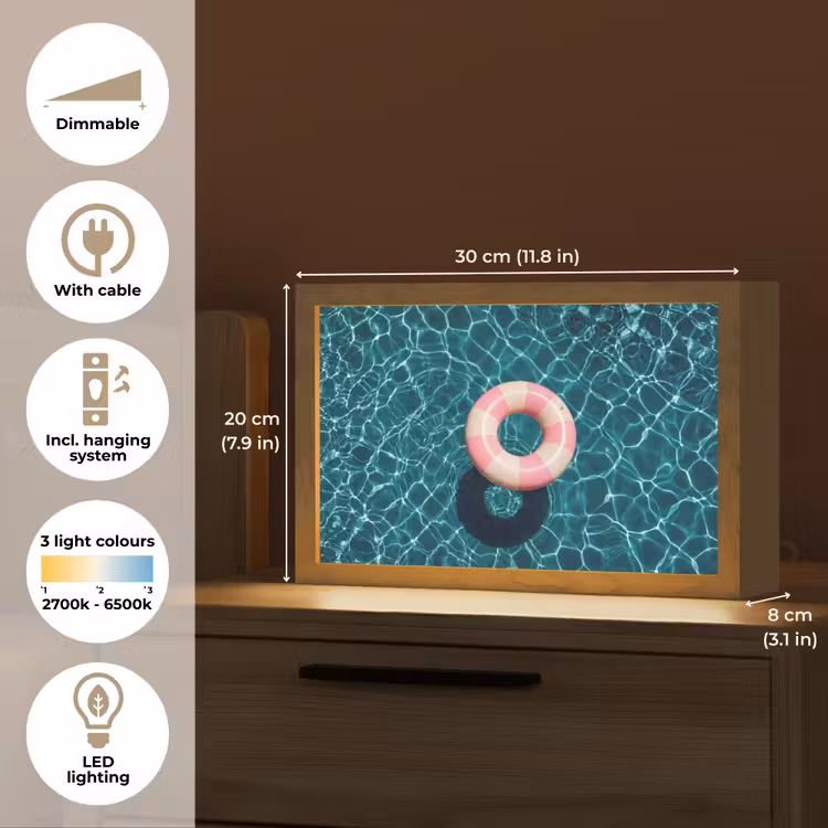 Drijvend - Zwemband - Water Light Box met kabel (Tafellamp) klein -USP_EN