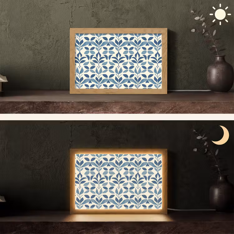Flora - Modern - Blauw Light Box met kabel (Tafellamp) klein 924 -sfeer3