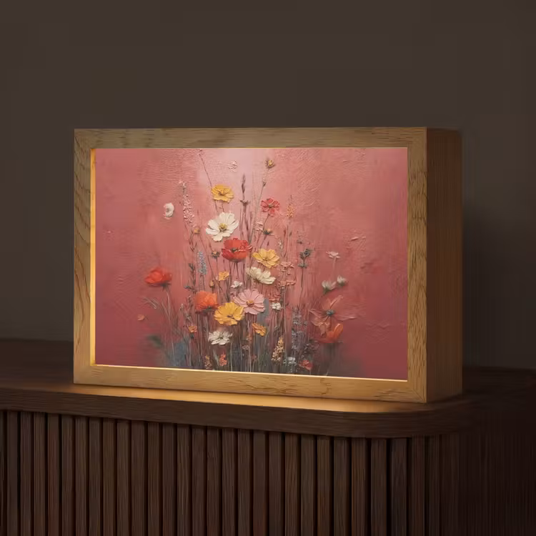 Bloemenboeket - Diepte - Tastbare textuur Light Box met kabel (Tafellamp) klein -z3d_website