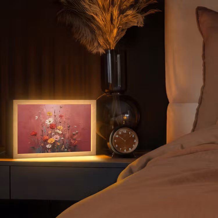 Bloemenboeket - Diepte - Tastbare textuur Light Box met kabel (Tafellamp) klein -sfeer1