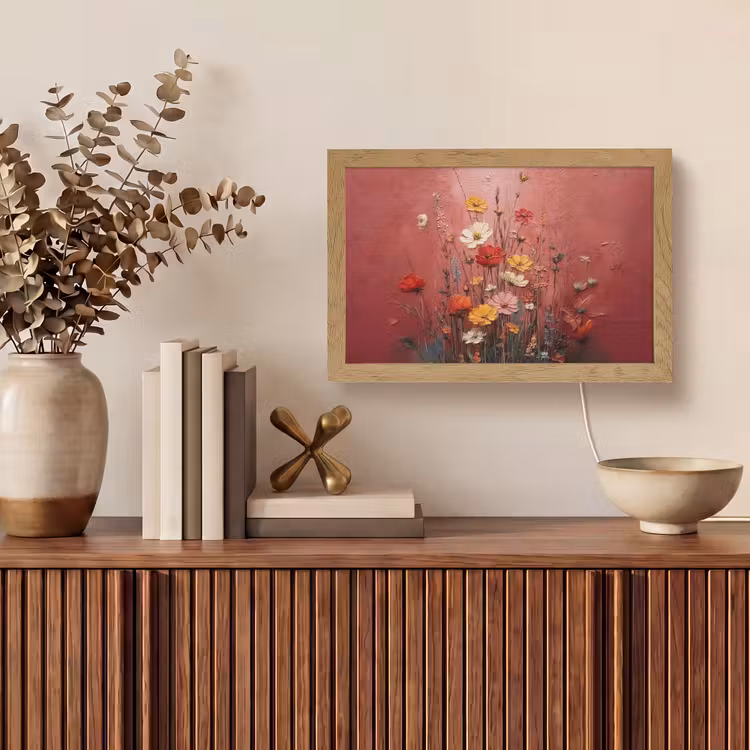 Bloemenboeket - Diepte - Tastbare textuur Light Box met kabel (Tafellamp) klein -sfeer2
