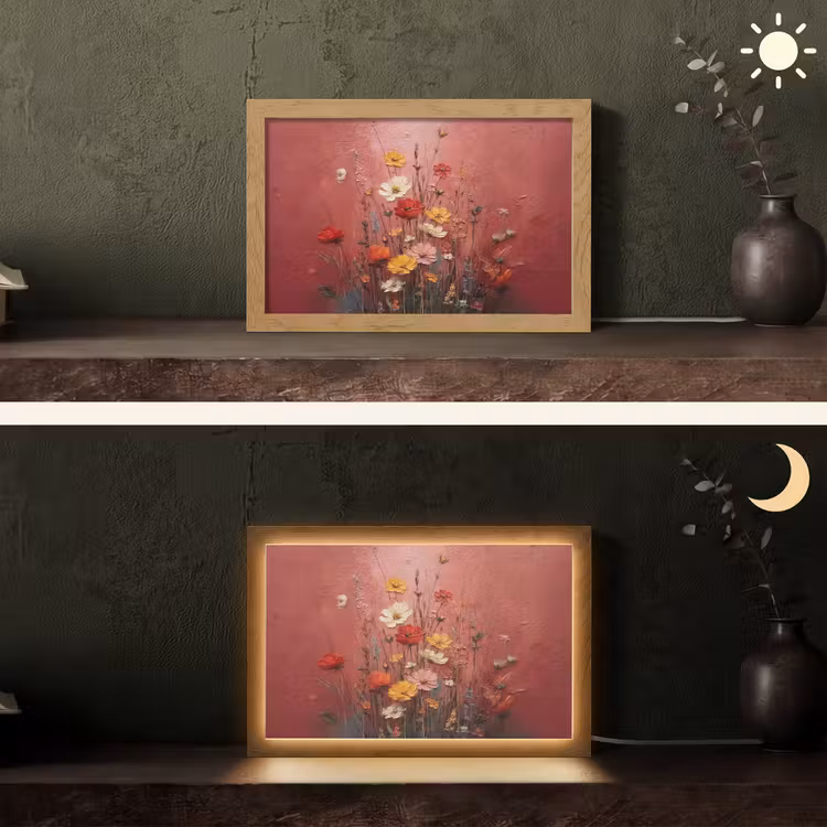 Bloemenboeket - Diepte - Tastbare textuur Light Box met kabel (Tafellamp) klein -sfeer3
