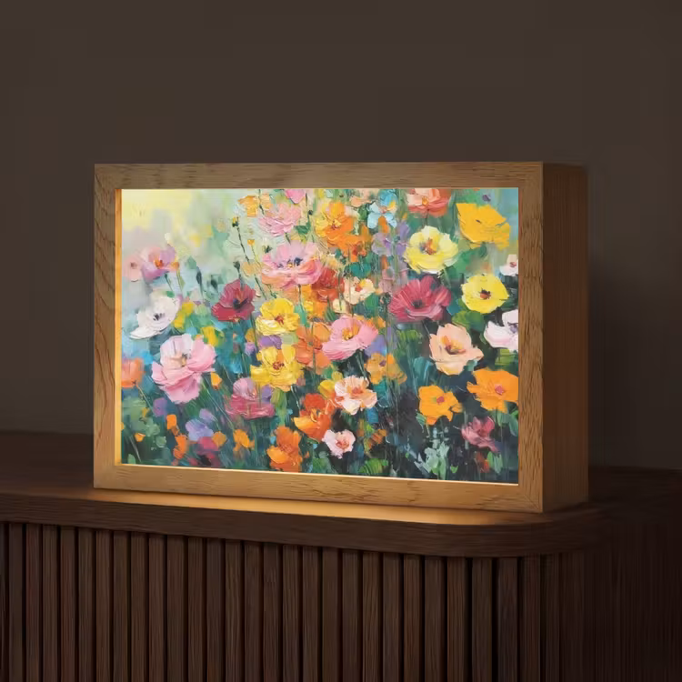 Bloemen explosie - Heldere kleuren - Vrolijk Light Box met kabel (Tafellamp) klein -z3d_website