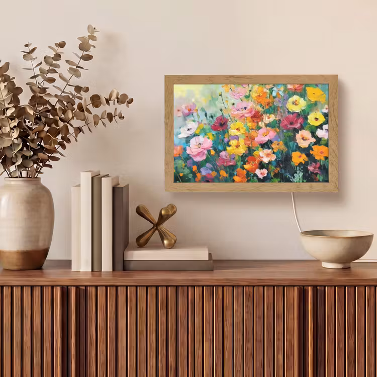Bloemen explosie - Heldere kleuren - Vrolijk Light Box met kabel (Tafellamp) klein -sfeer2