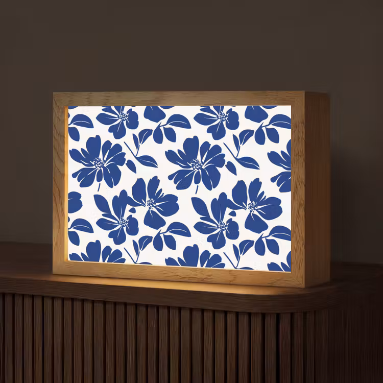 Floraal - Modern - Blauw Light Box met kabel (Tafellamp) klein 924 -z3d_website