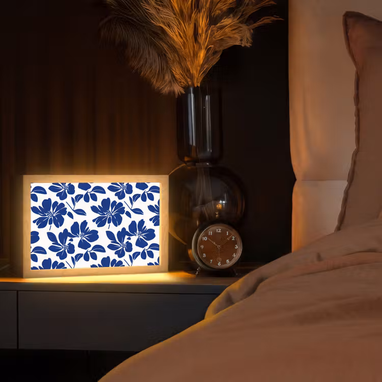 Floraal - Modern - Blauw Light Box met kabel (Tafellamp) klein 924 -sfeer1