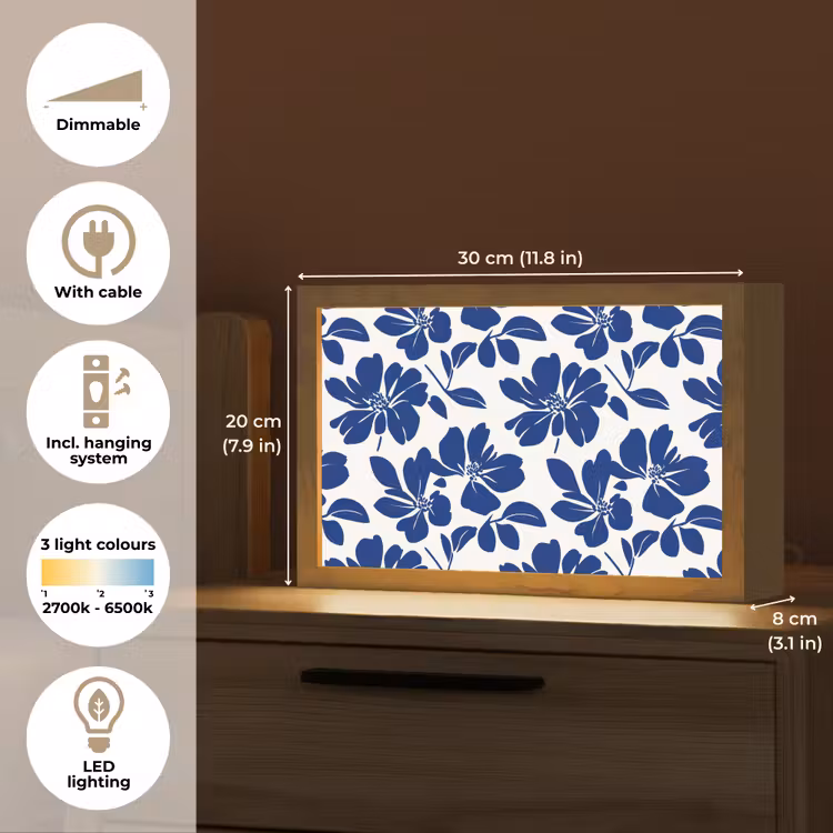Floraal - Modern - Blauw Light Box met kabel (Tafellamp) klein 924 -USP_EN
