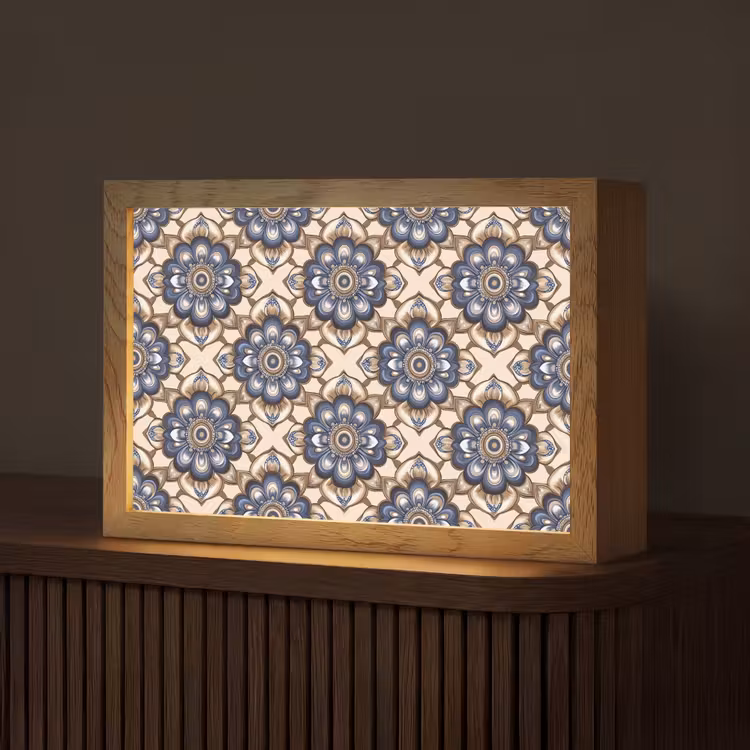 Floraal - Ornament - Blauw Light Box met kabel (Tafellamp) klein 924 -z3d_website