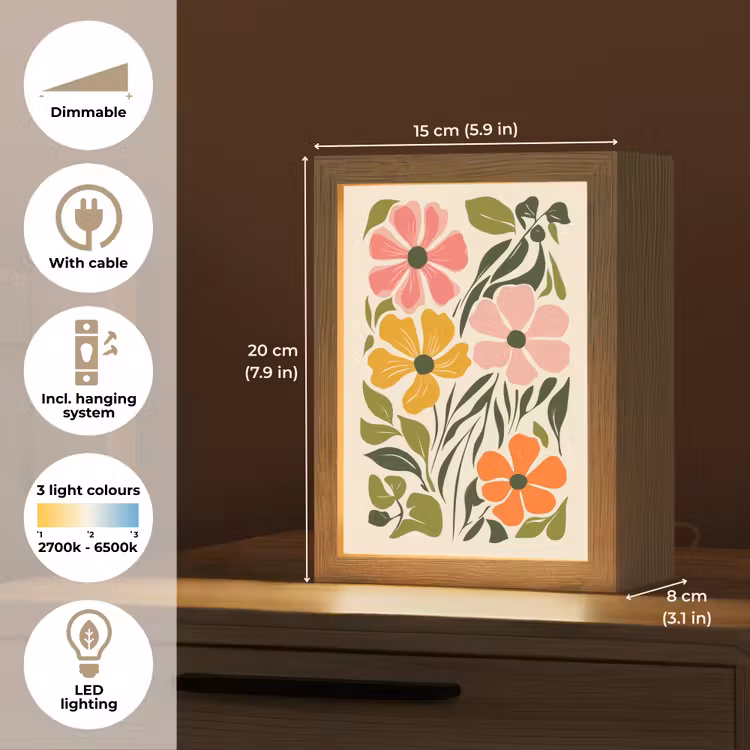 Bloemen - Speels - Kleurrijk Light Box met kabel (Tafellamp) klein -USP_EN