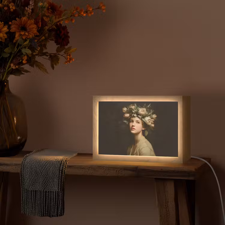 Bloemenstilte - Vrouw - Portret Light Box met kabel (Tafellamp) klein -sfeer4