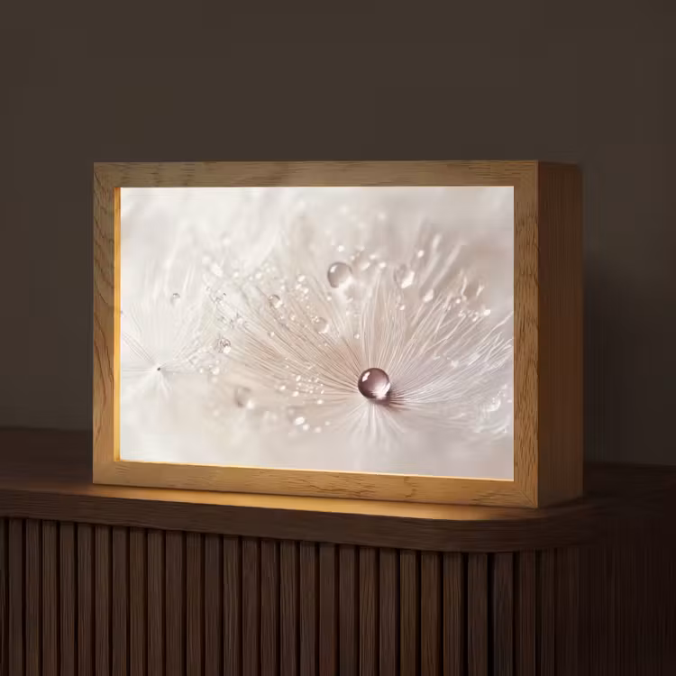 Bloem - Abstract - Wit - Water - Natuur Light Box met kabel (Tafellamp) klein -z3d_website