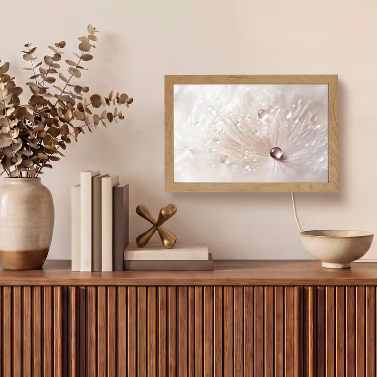 Bloem - Abstract - Wit - Water - Natuur Light Box met kabel (Tafellamp) klein -sfeer2