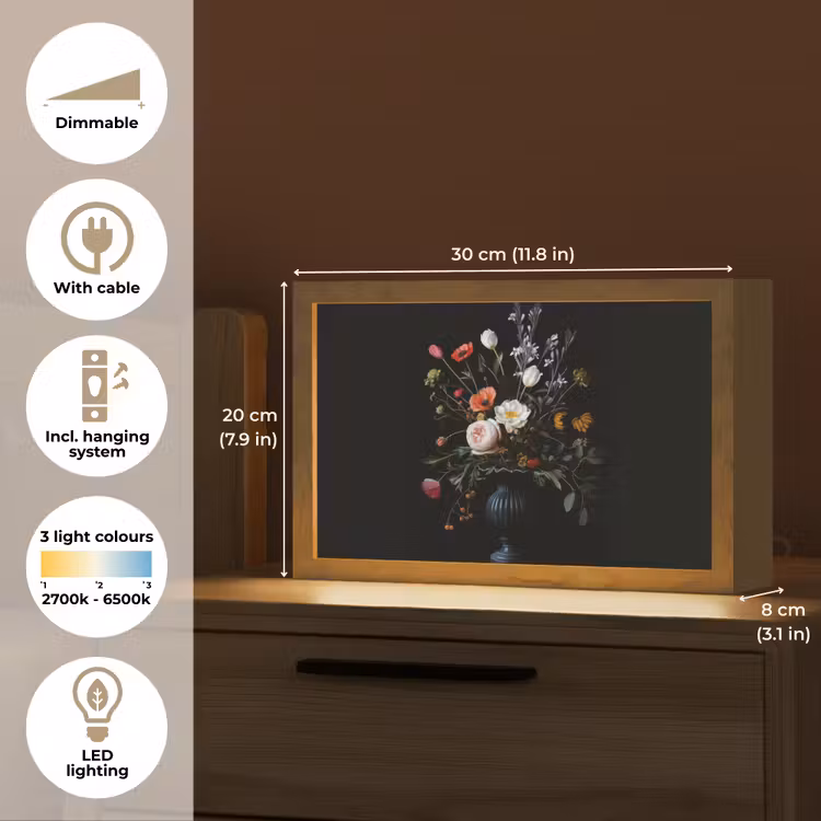 Bloemstuk - Vaas - Zwart Light Box met kabel (Tafellamp) klein -USP_EN
