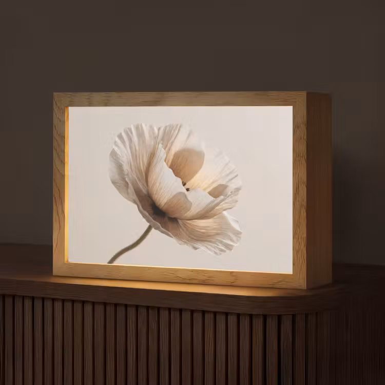 Bloem - Beige - Crème Light Box met kabel (Tafellamp) klein -z3d_website