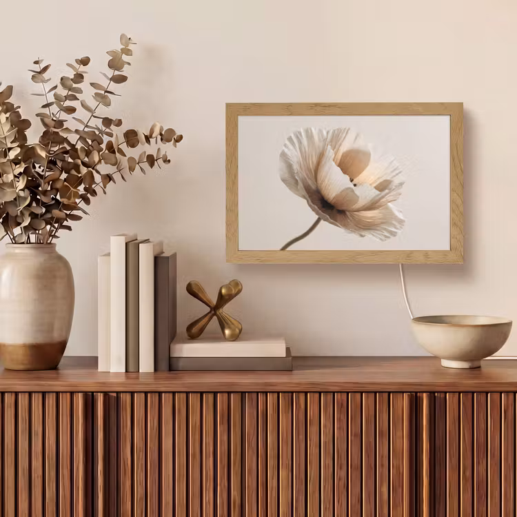 Bloem - Beige - Crème Light Box met kabel (Tafellamp) klein -sfeer2