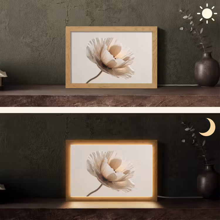 Bloem - Beige - Crème Light Box met kabel (Tafellamp) klein -sfeer3