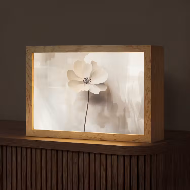 Bloem - Beige - Verf - Schaduw Light Box met kabel (Tafellamp) klein -z3d_website