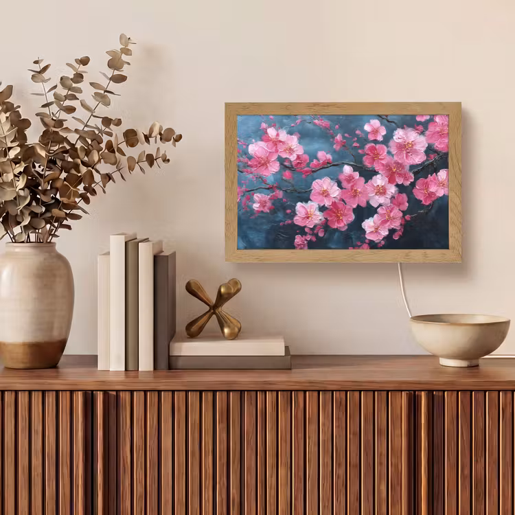 Bloem - Bloesems - Roze - Abstract Light Box met kabel (Tafellamp) klein -sfeer2