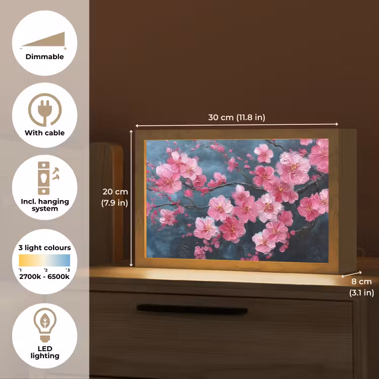 Bloem - Bloesems - Roze - Abstract Light Box met kabel (Tafellamp) klein -USP_EN