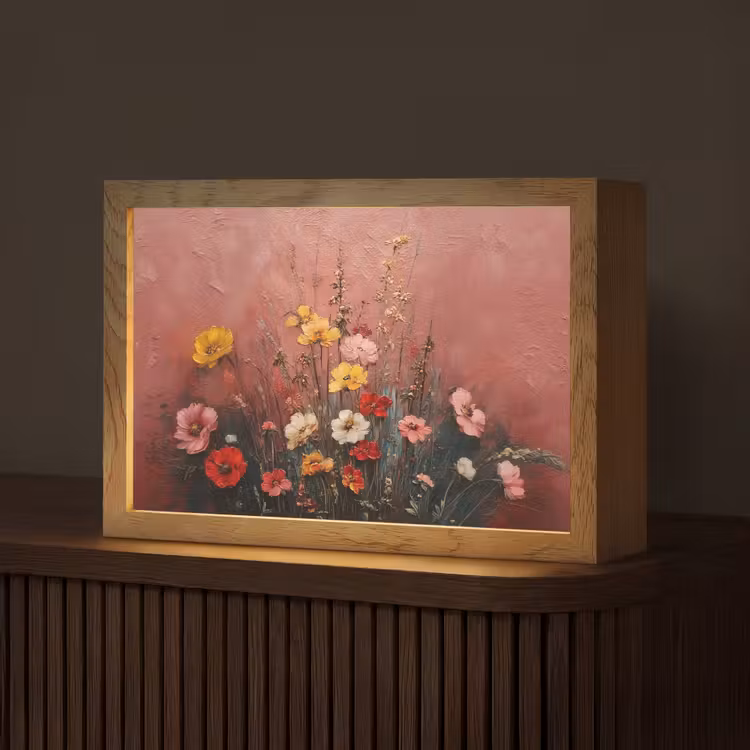Bloemenboeket - Fijne details - Roze Light Box met kabel (Tafellamp) klein -z3d_website