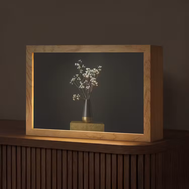 Bloembollen - Wit - Vaas - Minimalistisch Light Box met kabel (Tafellamp) klein -z3d_website